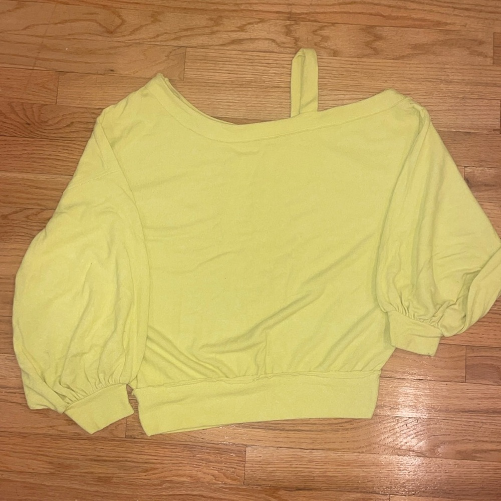 Free People Slouchy Off Shoulder Neon Top Size S